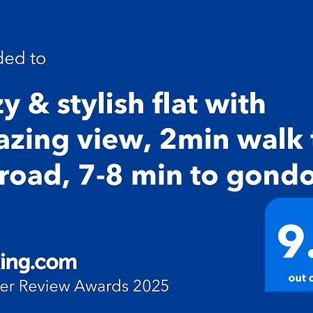 Cozy & Stylish Flat With Amazing View, 2min Walk To Road, 7-8 Min To Gondola Apartment *
